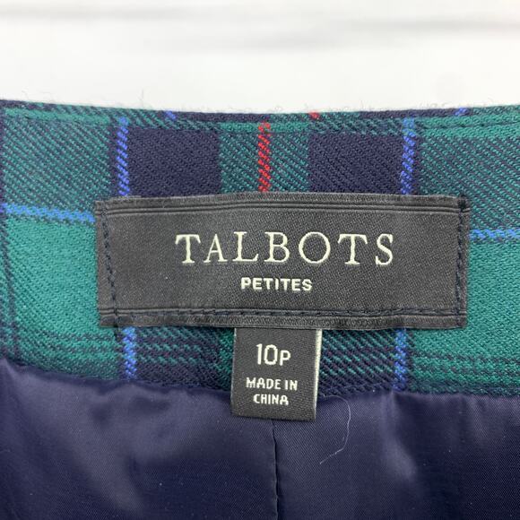 Talbots Heritage Trouser Pant Womens Size 10P Wool Blend Blue Green Plaid Lined - Picture 5 of 7